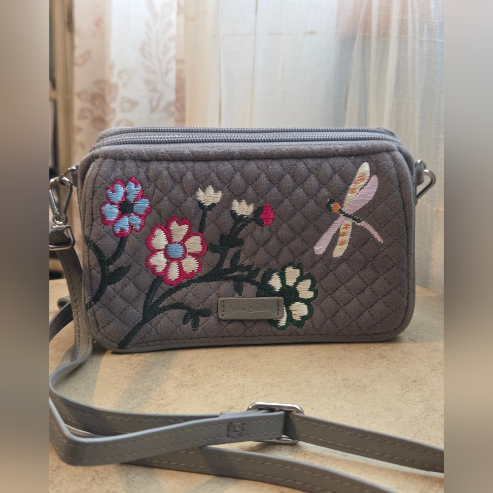 Vera Bradley Gray Floral Crossbody Bag